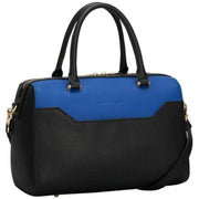 Smith and Canova Two-Tone Leather Zip Top Grab Bag - Black/Blue