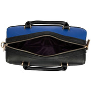 Smith and Canova Two-Tone Leather Zip Top Grab Bag - Black/Blue