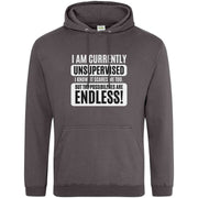 Teemarkable! I am Currently Unsupervised Hoodie Dark Grey / Small - 96-101cm | 38-40"(Chest)