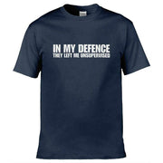 Teemarkable! In My Defence They Left Me Unsupervised T-Shirt Navy Blue / Small - 86-92cm | 34-36"(Chest)