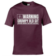 Teemarkable! Warning Grumpy Old Git T-Shirt Maroon / Small - 86-92cm | 34-36"(Chest)