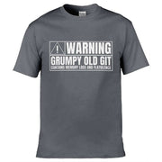 Teemarkable! Warning Grumpy Old Git T-Shirt Dark Grey / Small - 86-92cm | 34-36"(Chest)
