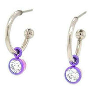 Ti2 Titanium Gem Charm Hoop Earrings - Purple