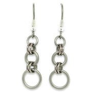 Ti2 Titanium Triple Beam Drop Earrings - Natural Silver