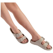 Totes SOLBOUNCE Double Buckle Sliders - Taupe Beige