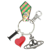 Vivienne Westwood Saffiano I Love Orb Keyring - Combat Tartan Green