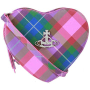 Vivienne Westwood Saffiano Print Louise Heart Crossbody Bag - Candy Tartan Pink