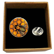 Bassin and Brown Bee and Honeycomb Lapel Pin - Black/Yellow