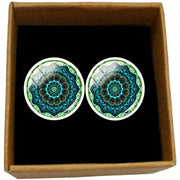 Bassin and Brown Bohemian Swirl Cufflinks - Mint/Green/Navy