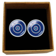 Bassin and Brown Concentric Circles Cufflinks - Blue/White