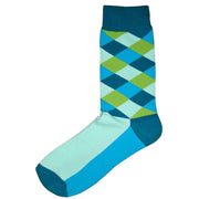 Bassin and Brown Diamond Check Socks - Blue/Green/Teal