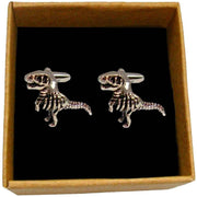 Bassin and Brown Dinosaur Cufflinks - Silver