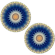 Bassin and Brown Flower Spray Cufflinks - Blue/White