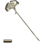 Bassin and Brown Ginkgo Biloba Leaf Lapel Pin - Silver