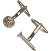 Bassin and Brown Golf Ball Cufflinks - Silver