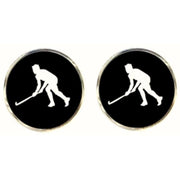 Bassin and Brown Hockey Player Cufflinks - Black/White