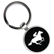 Bassin and Brown Horse Racing Key Ring - Black/White