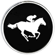Bassin and Brown Horse Racing Key Ring - Black/White