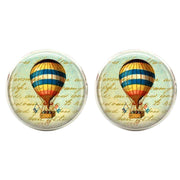 Bassin and Brown Hot Air Balloon Cufflinks - Blue/Yellow/Red