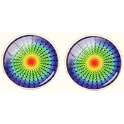 Bassin and Brown Kaleidoscope Spot Cufflinks - Green/Yellow/Blue