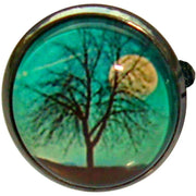 Bassin and Brown Leafless Tree and Moon Cufflinks - Blue/White/Black