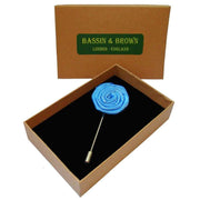 Bassin and Brown Rose Jacket Lapel Pin - Blue