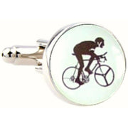 Bassin and Brown Round Cycling Cufflinks - White/Black