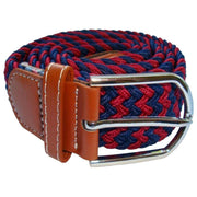 Bassin and Brown Striped Woven Stretch Belt - Wine/Navy