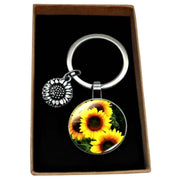 Bassin and Brown Sunflower Key Ring - Yellow/Brown