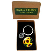 Bassin and Brown Sunflower Key Ring - Yellow/Brown