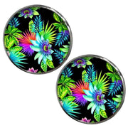 Bassin and Brown Tropical Plants Cufflinks - Black/Green/Blue