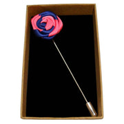 Bassin and Brown Two Colour Rose Jacket Lapel Pin - Navy/Pink