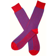 Bassin and Brown Vertical Stripe Midcalf Socks - Royal Blue/Red