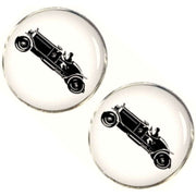 Bassin and Brown Vintage Motor Cycle Cufflinks - White/Black