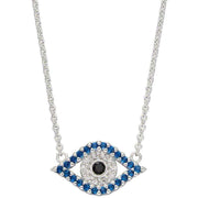 Beginnings Evil Eye Cubic Zirconia Necklace - Silver/Blue