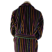 Bown of London Mozart Bold Primary Striped Cotton Velour Dressing Gown - Black/Multi-colour