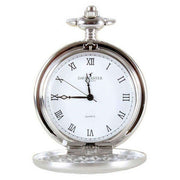 David Aster Brushed Quartz Full Hunter Pocket Watch - Silver