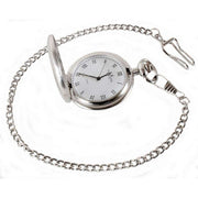 David Aster Brushed Quartz Full Hunter Pocket Watch - Silver