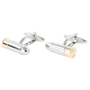 David Van Hagen 2-Tone Bullet Cufflinks - Silver/Gold