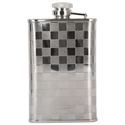 David Van Hagen 3.5oz Stainless Steel Chequered Hip Flask with Engraving Space - Silver