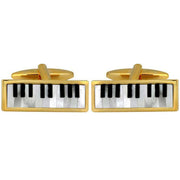 David Van Hagen Gold Plated Mother of Pearl and Onyx Keyboard Cufflinks  - White/Black/Gold