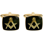 David Van Hagen Masonic Enamel Square Cufflinks - Black