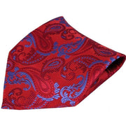David Van Hagen Paisley Silk Handkerchief - Red/Sky Blue
