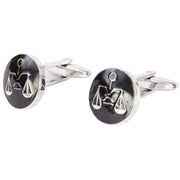 David Van Hagen Scales of Justice Cufflinks - Black/Silver