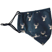 David Van Hagen Stags Head Reusable Face Mask - Navy