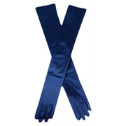 Dents Long Satin Shoulder Length Evening Gloves - Navy