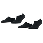 Esprit Solid High 2 Pack No Show Socks - Black