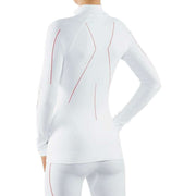 Falke Maximum Warm Tight Fit Long Sleeve Zipped Shirt - White/Red