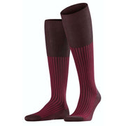Falke Oxford Stripe Knee High Socks - Barolo Red