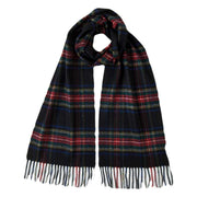 Johnstons of Elgin Stewart Woven Cashmere Tartan Scarf - Black/Red/Blue